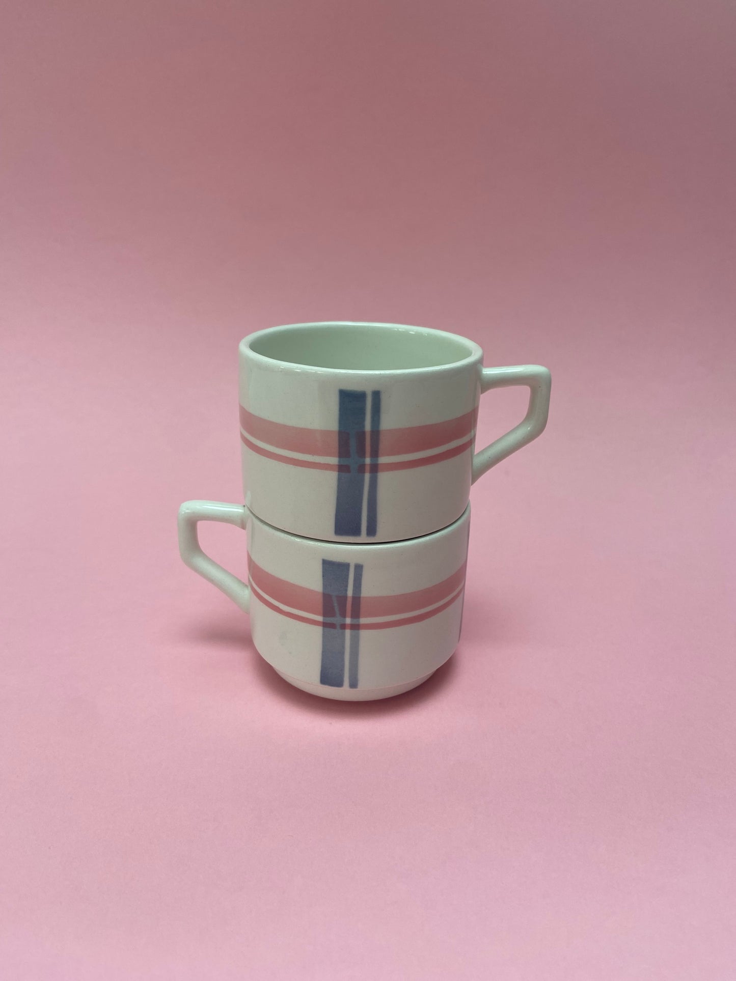 Duo espresso cups PINK/GREY lines