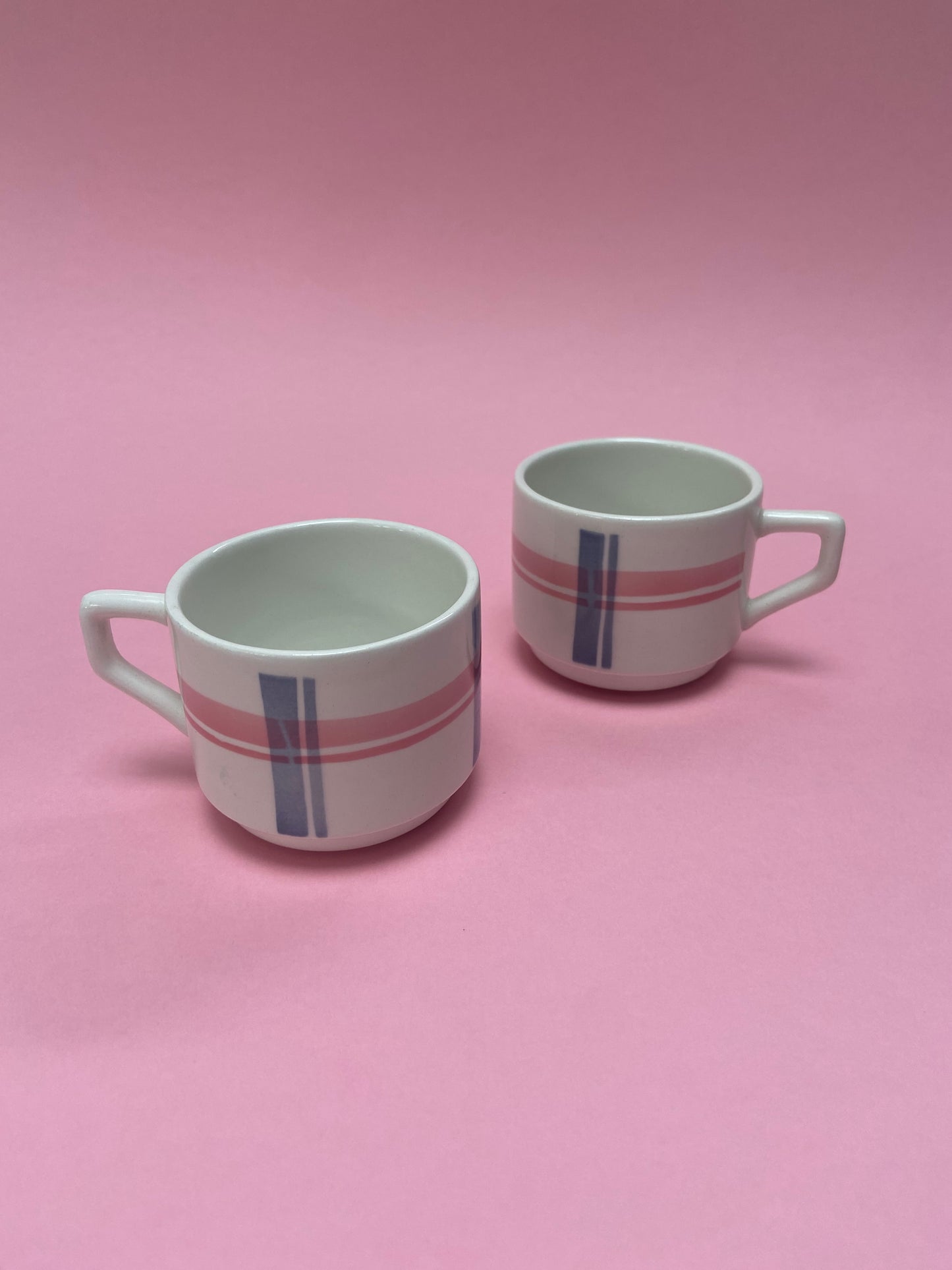 Duo espresso cups PINK/GREY lines