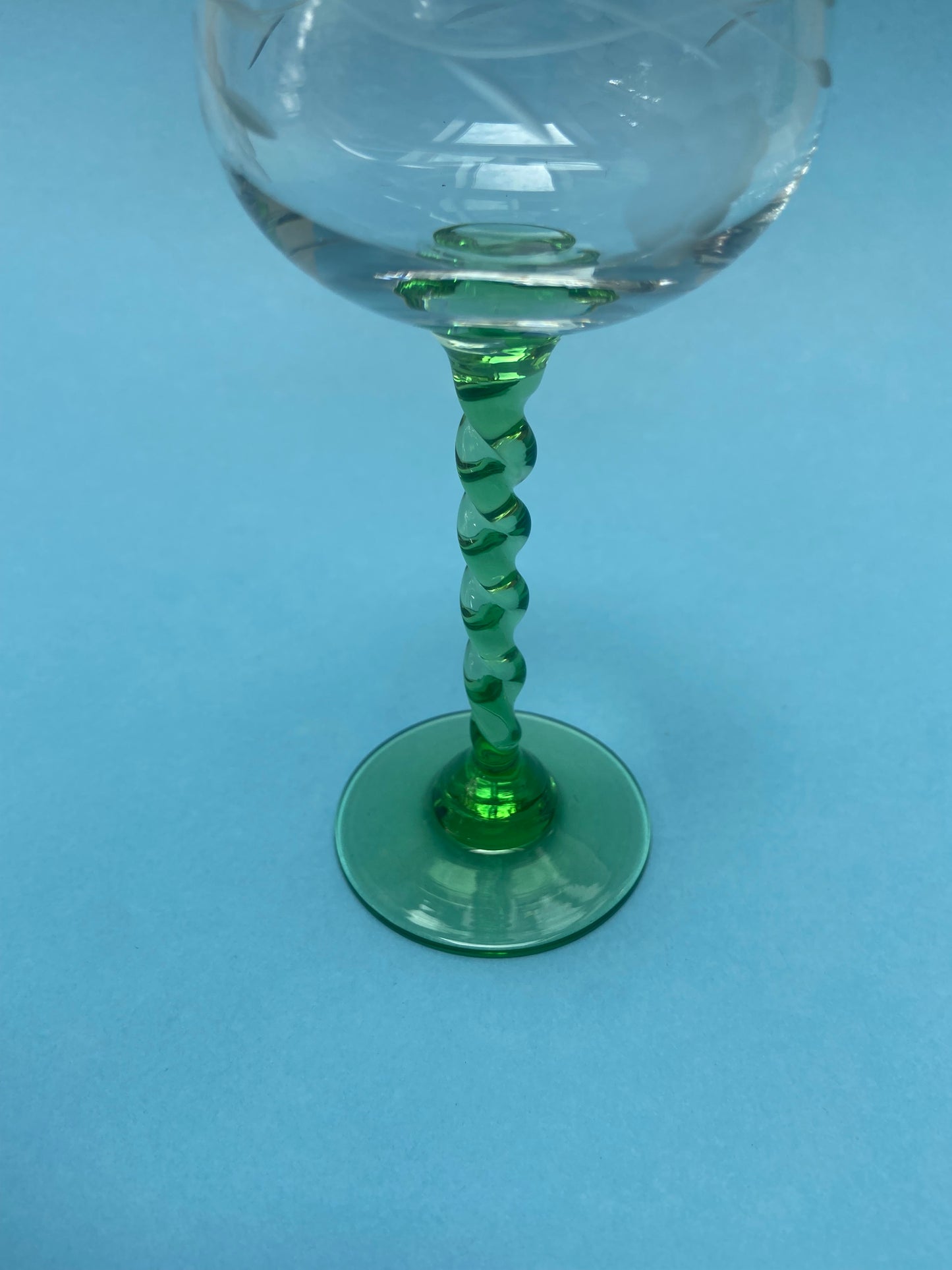 Engraved Alsatian twisted stemmed glass