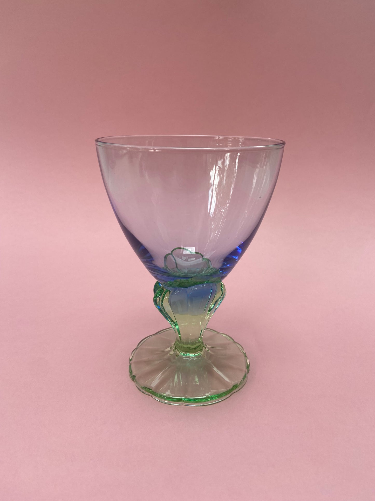 BLUE/GREEN tinted glass ice cream or cocktail cup