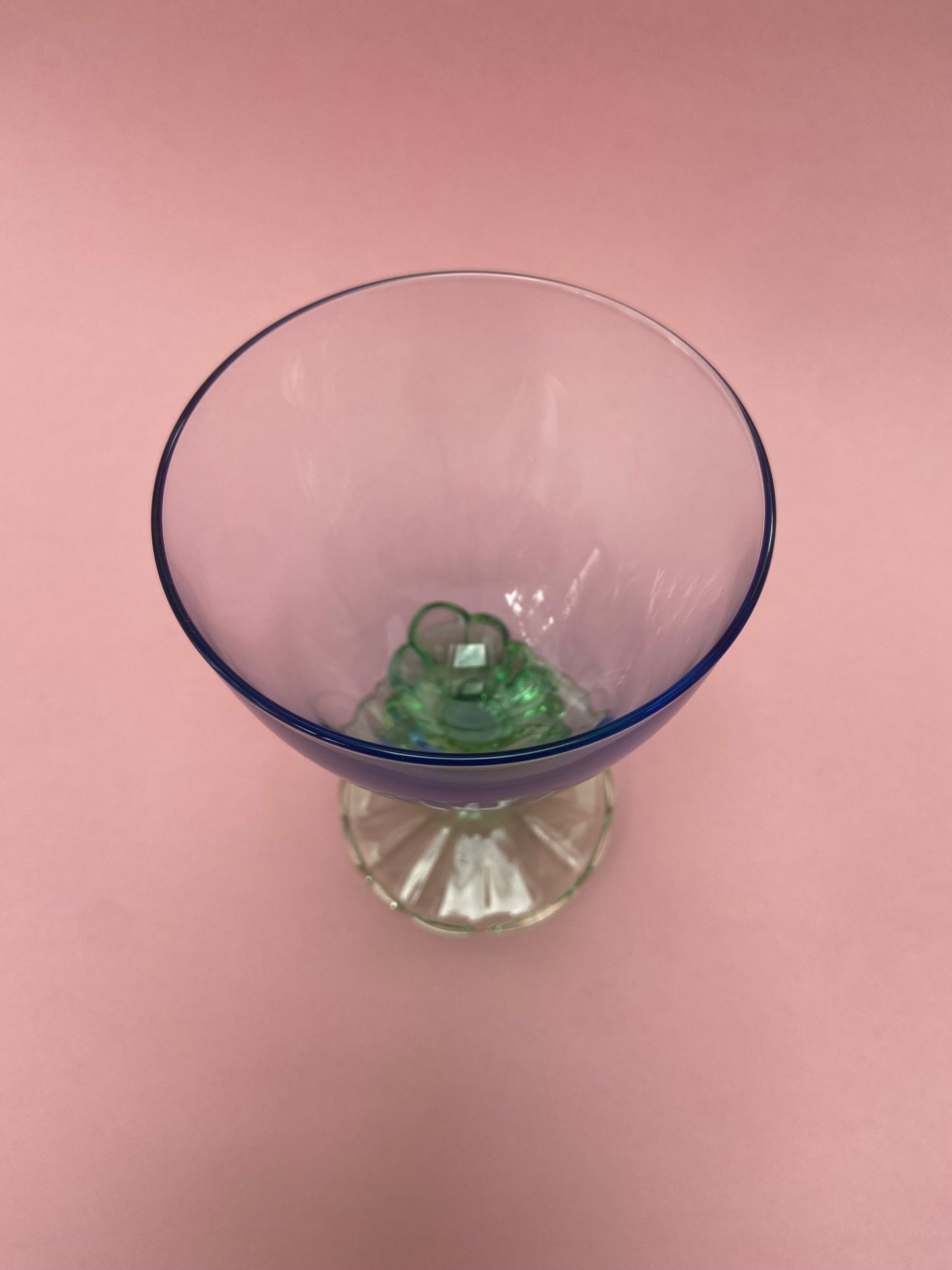 BLUE/GREEN tinted glass ice cream or cocktail cup