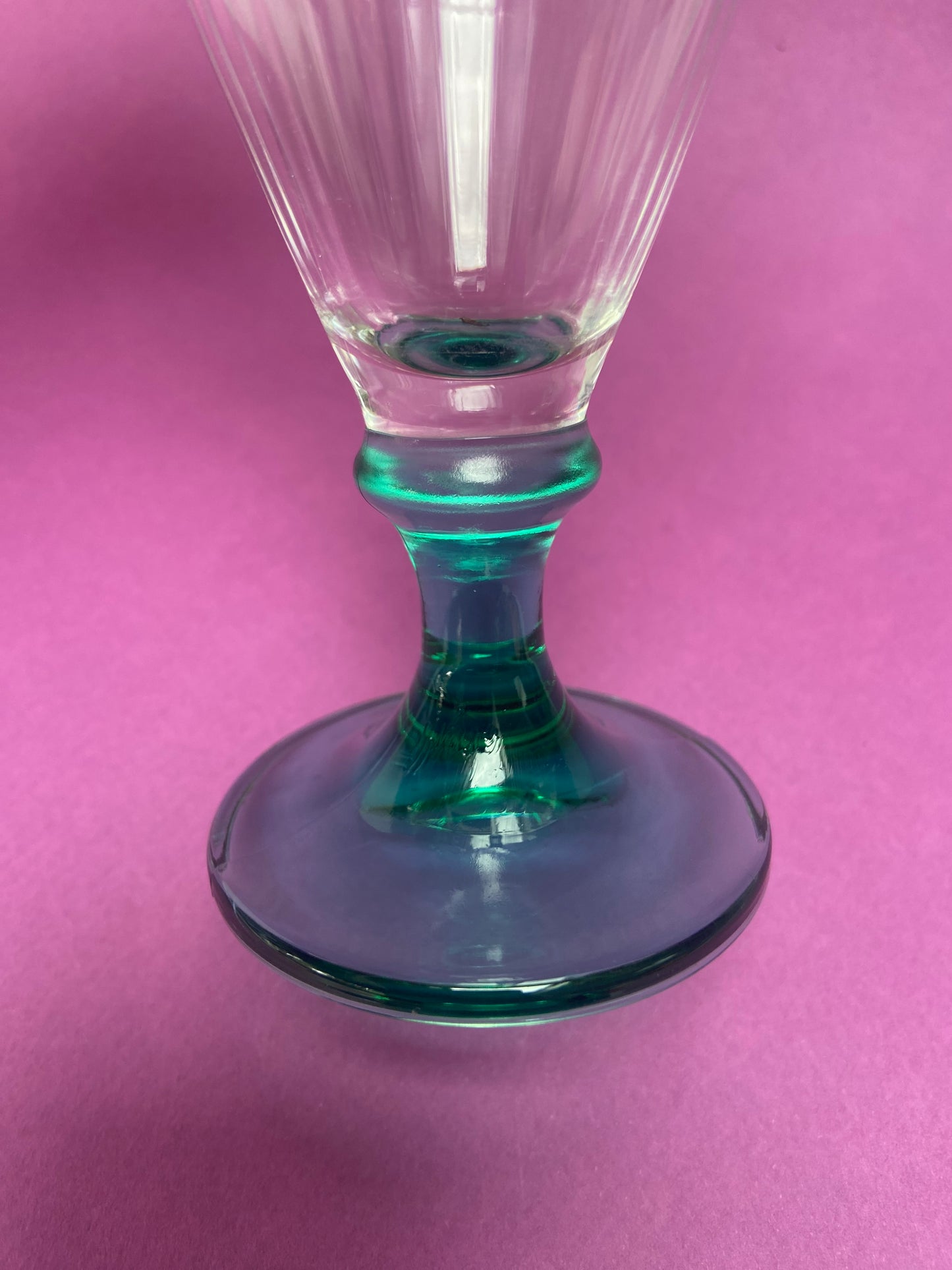 Small BLUE ribbed glass cup with stem