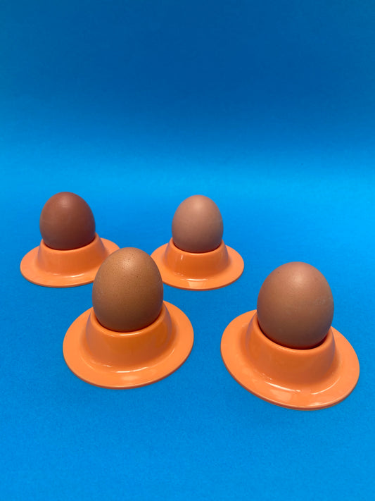 Set of 4 ORANGE plastic egg cups