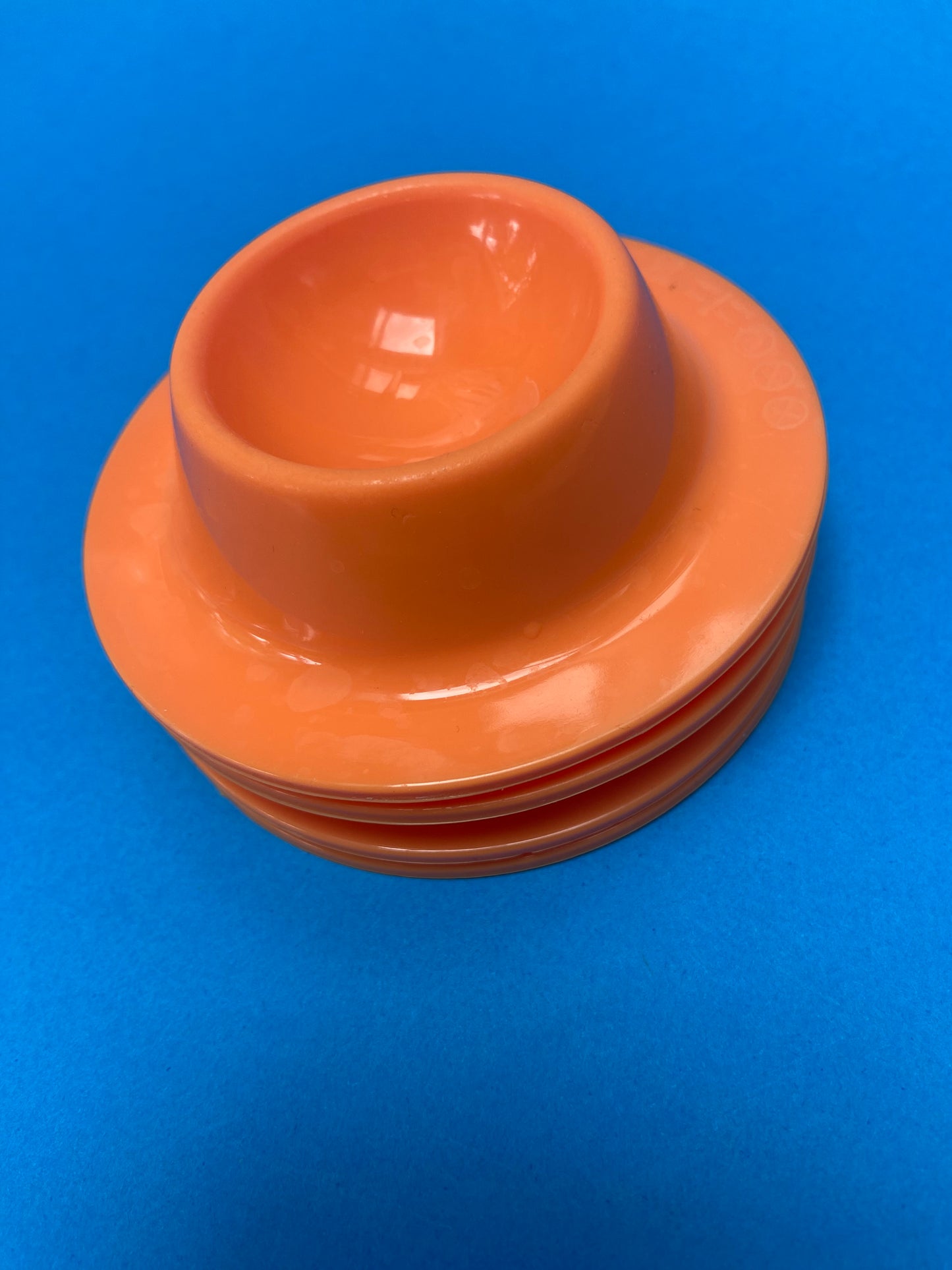 Set of 4 ORANGE plastic egg cups