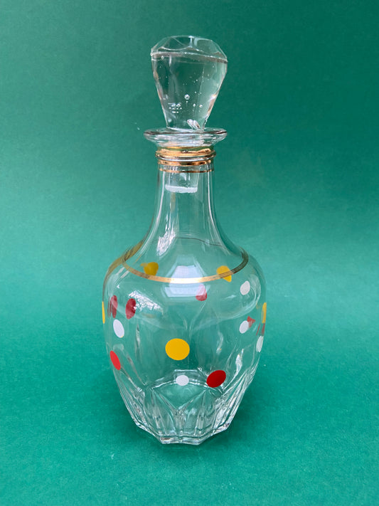 Carafe en verre à pois ROUGE/JAUNE/BLANC