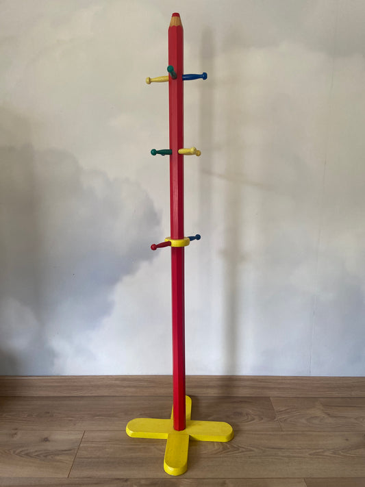 Vintage KIDS CRAYON red coat rack