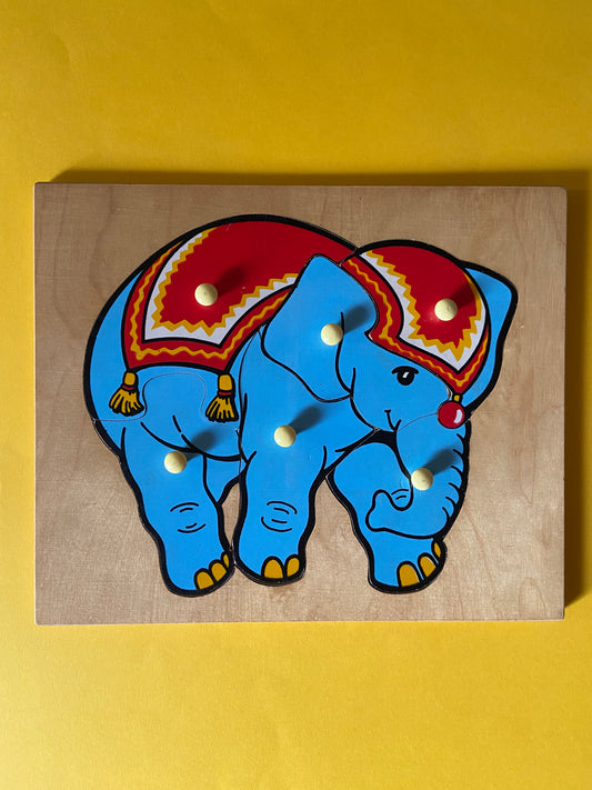 Puzzle en bois 6 pièces ELEPHANT BLEU