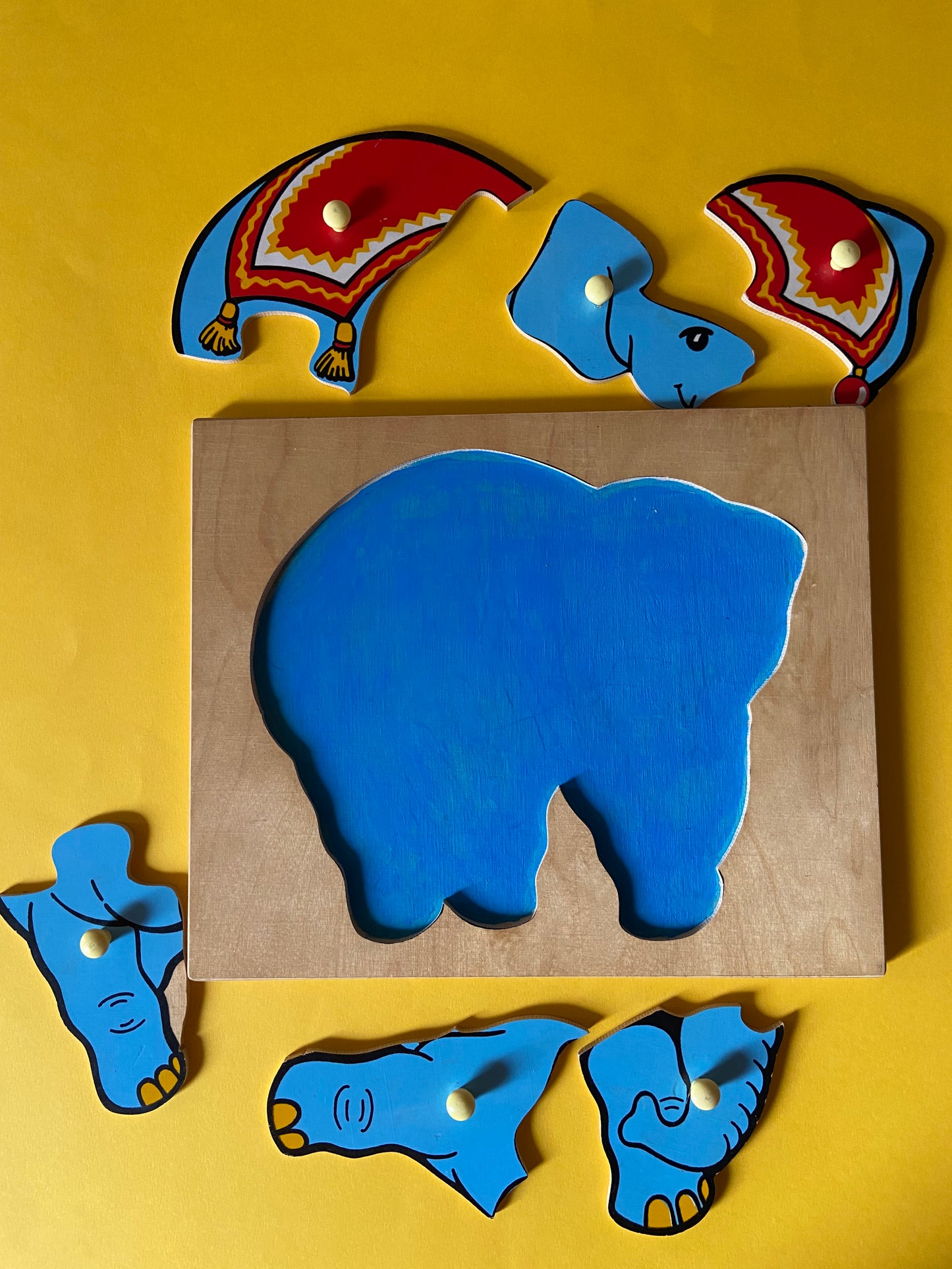 6 piece wooden puzzle BLUE ELEPHANT