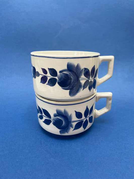 Set of two large MOULIN DES LOUPS coffee cups