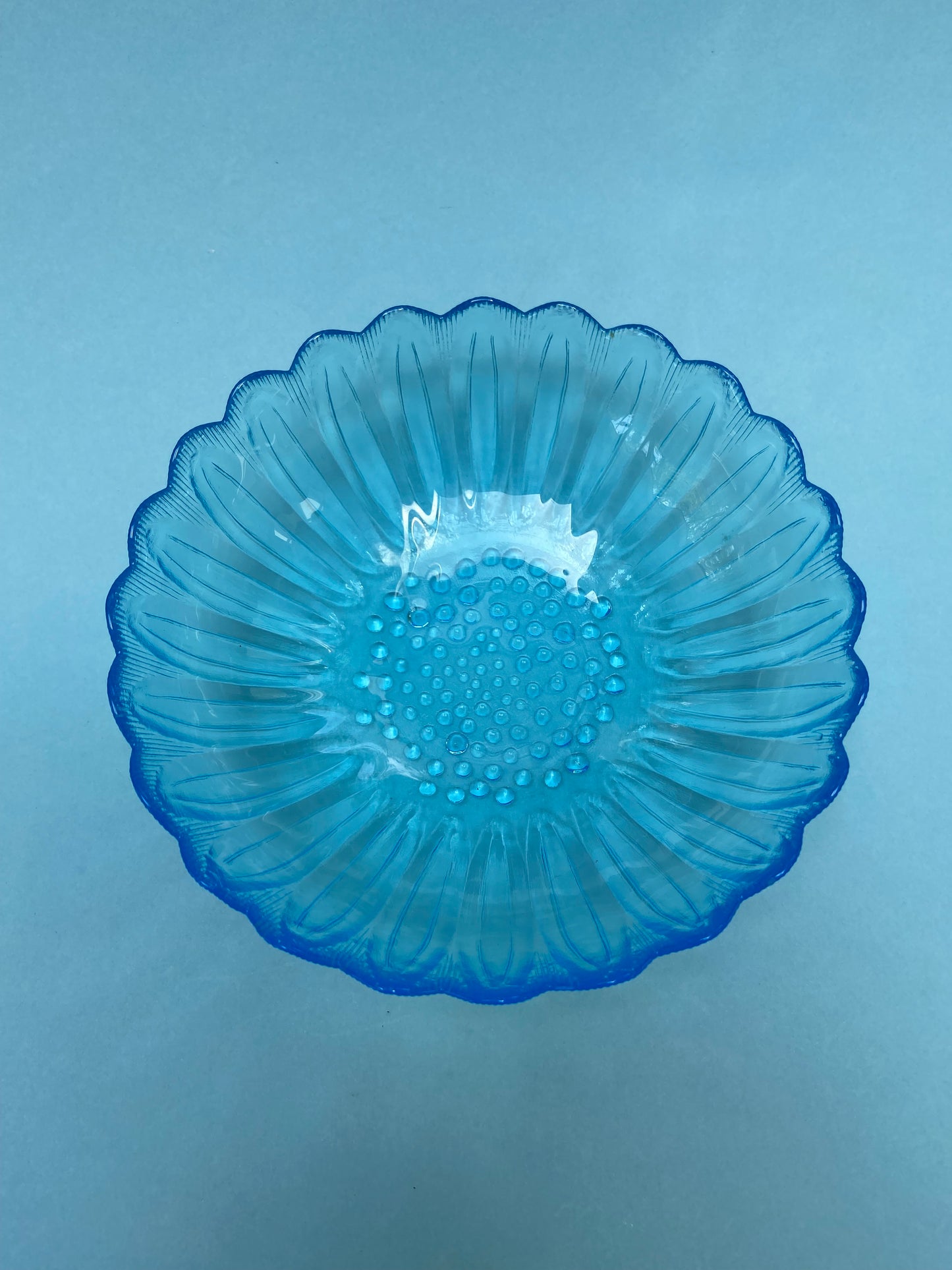 Small salad bowl or large blue glass bowl