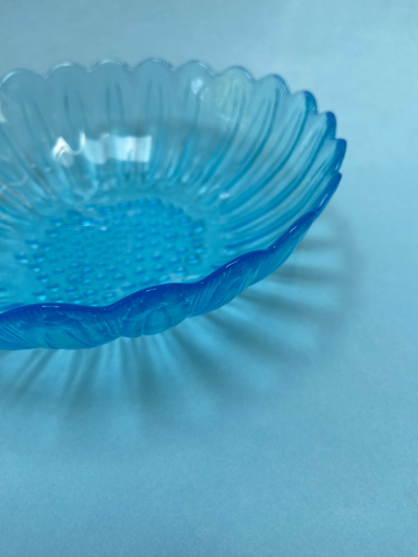 Small salad bowl or large blue glass bowl