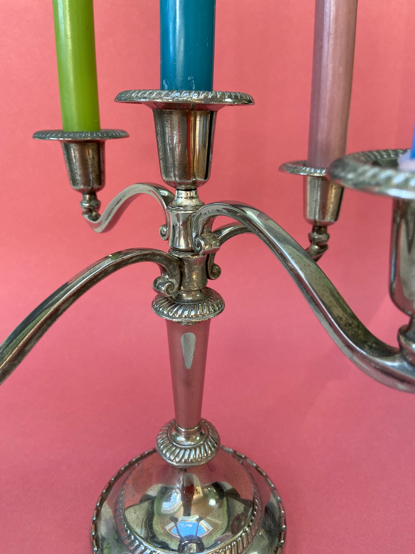 Vintage 5-branch silver metal candlestick