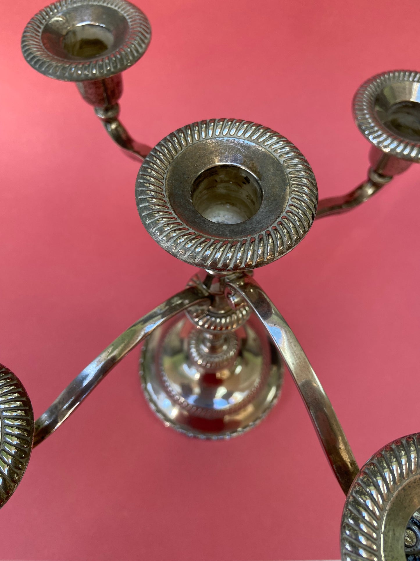 Vintage 5-branch silver metal candlestick