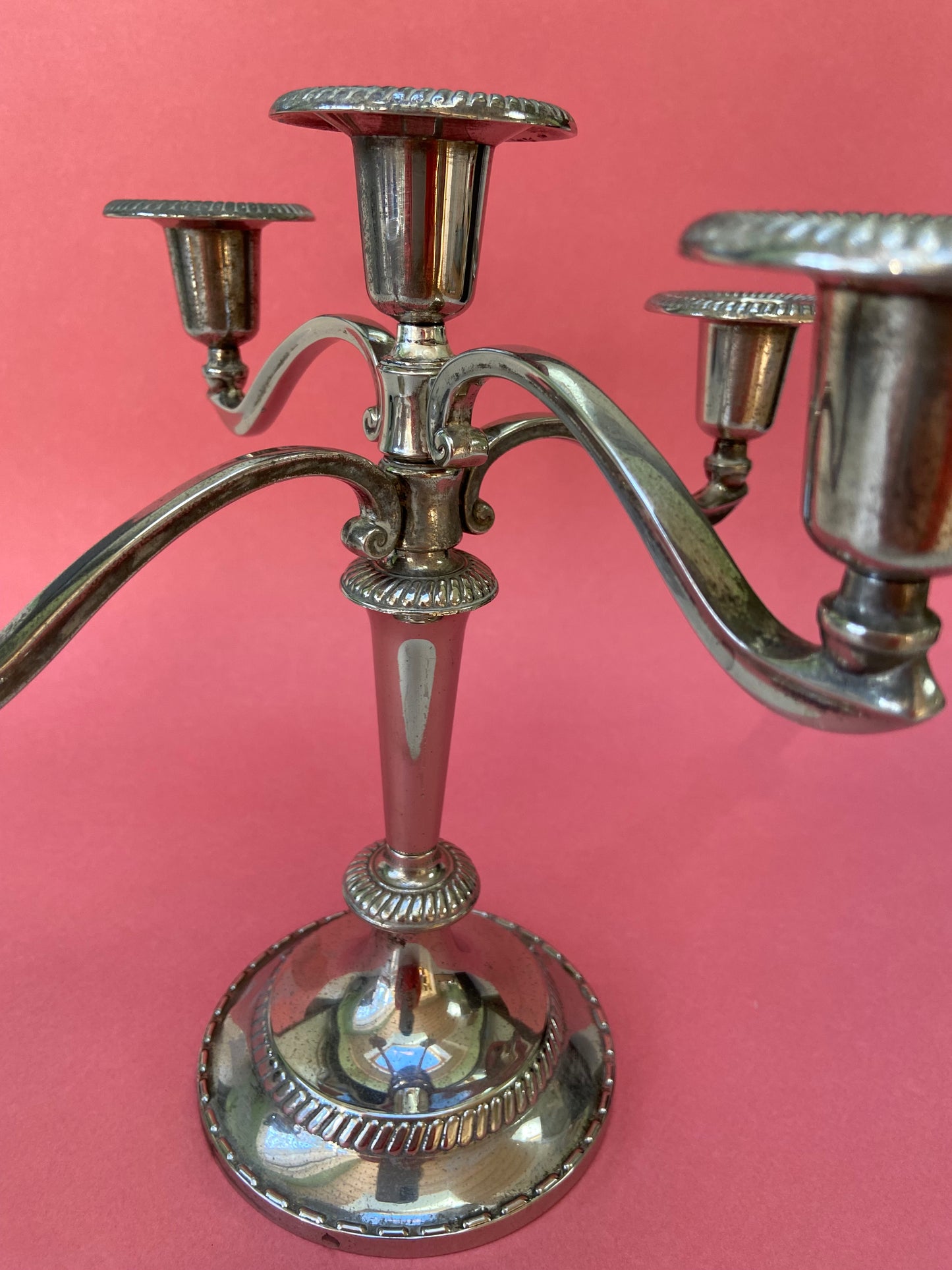 Vintage 5-branch silver metal candlestick