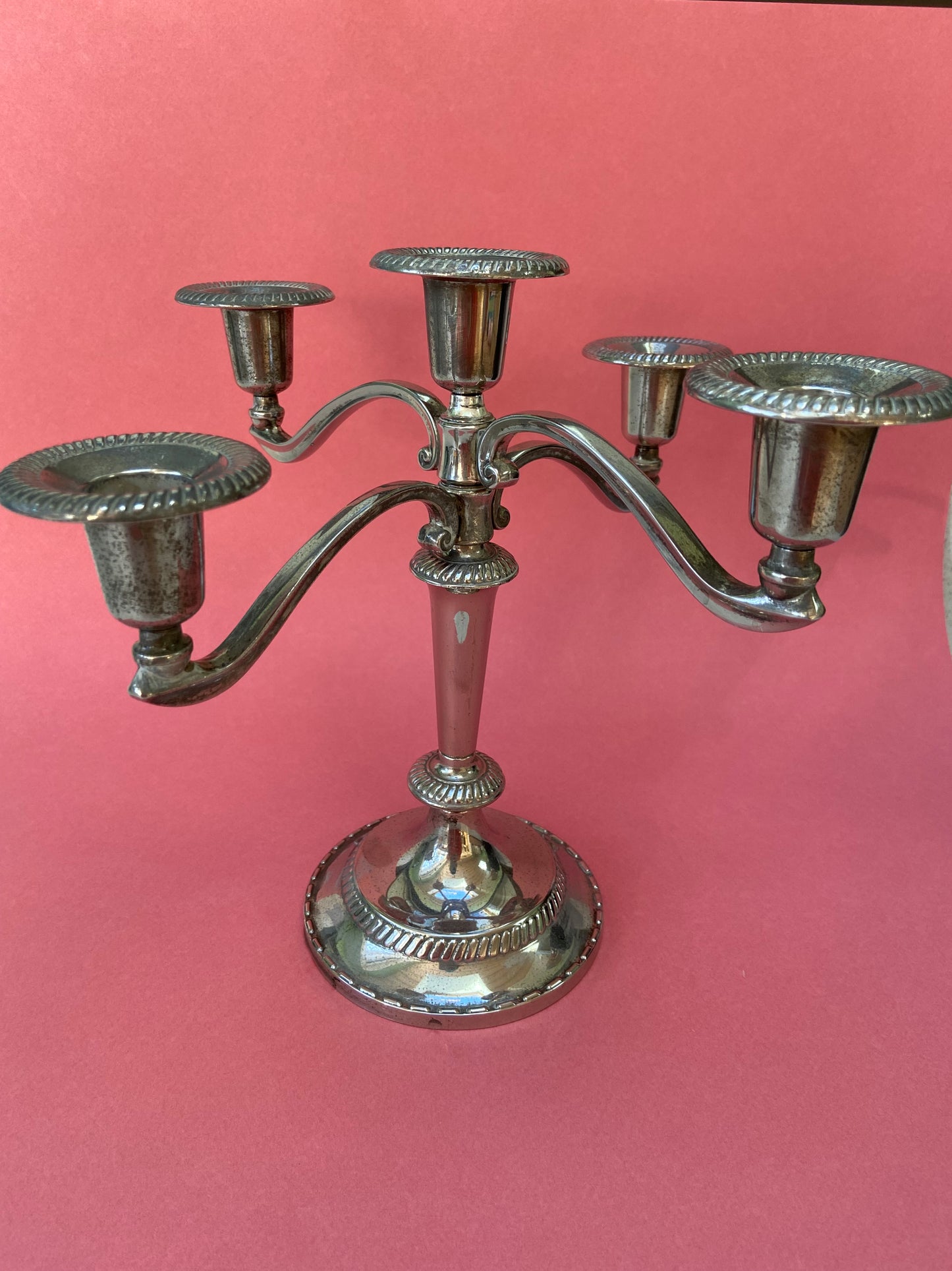 Vintage 5-branch silver metal candlestick