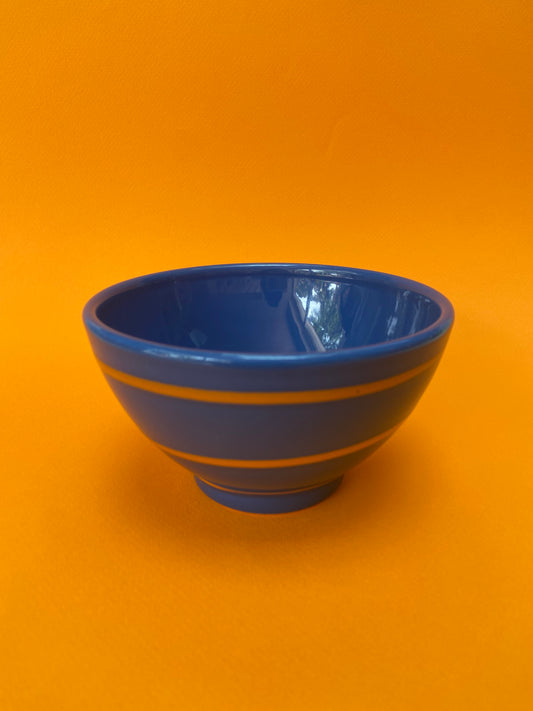 Large blue ceramic bowl SPIRALE orange