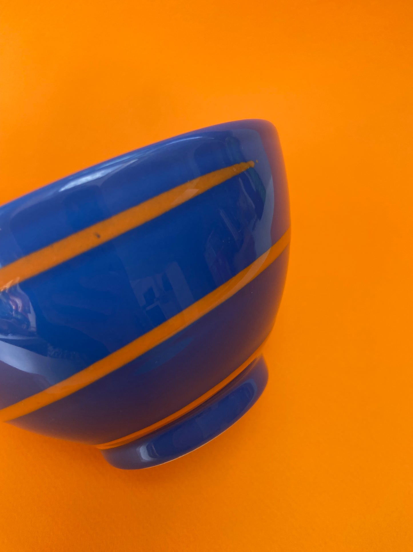 Grand bol céramique bleu SPIRALE orange