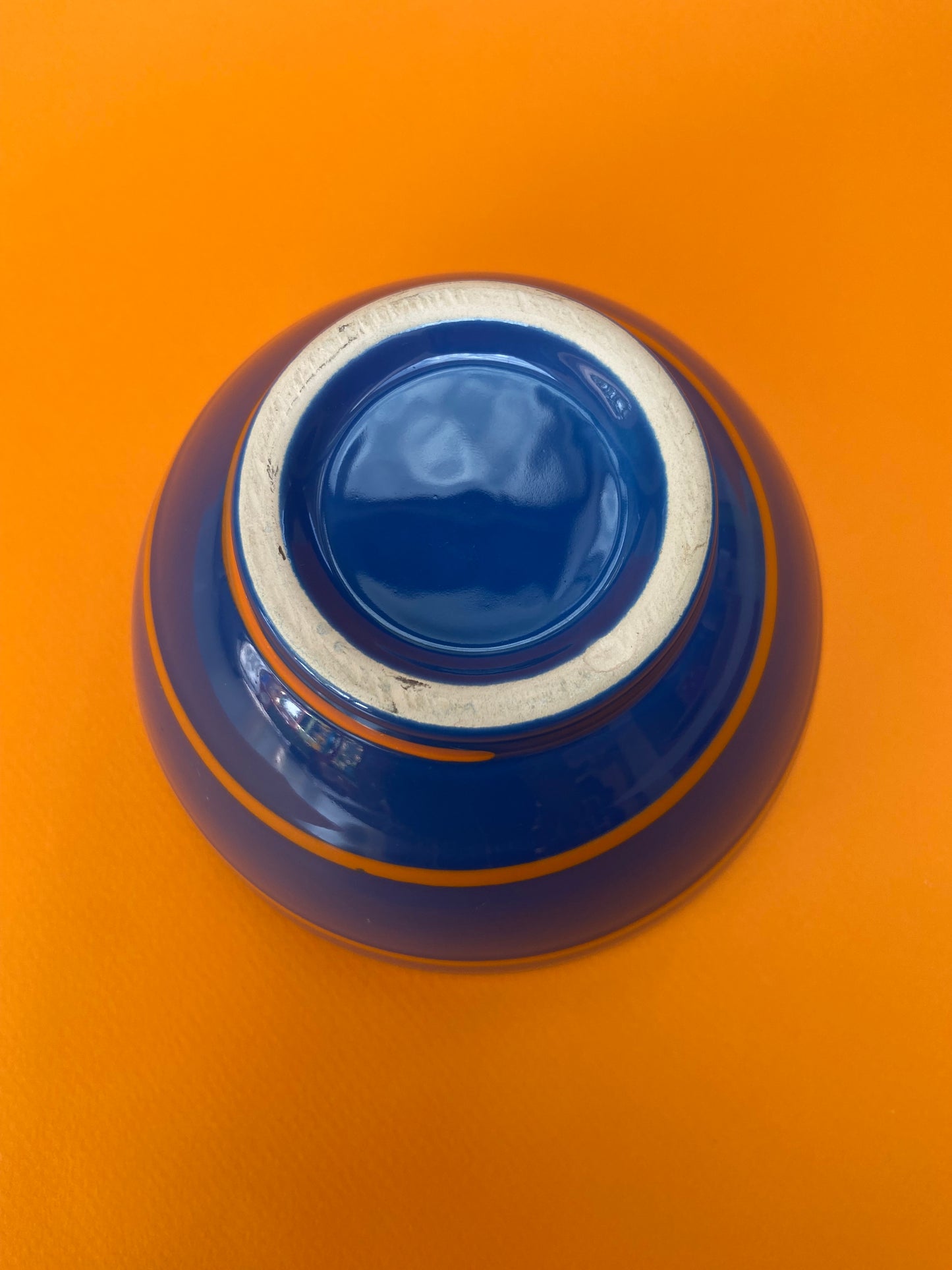 Grand bol céramique bleu SPIRALE orange