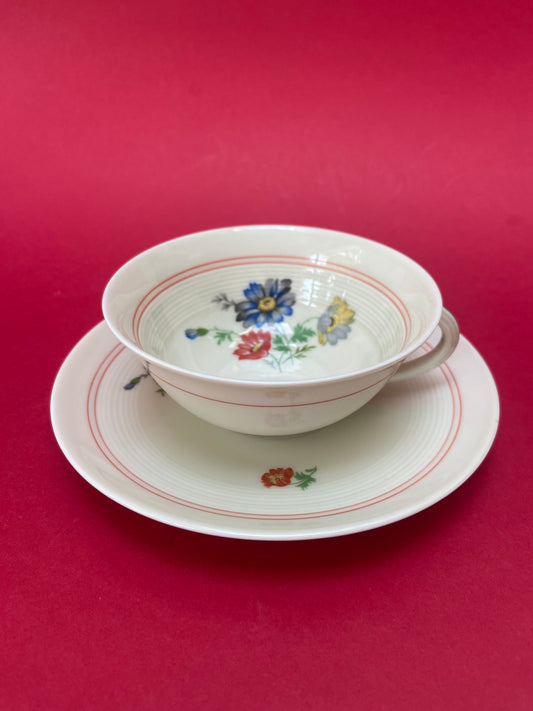 Limoges Porcelain Cup and Saucer by Charles AHRENFELDT