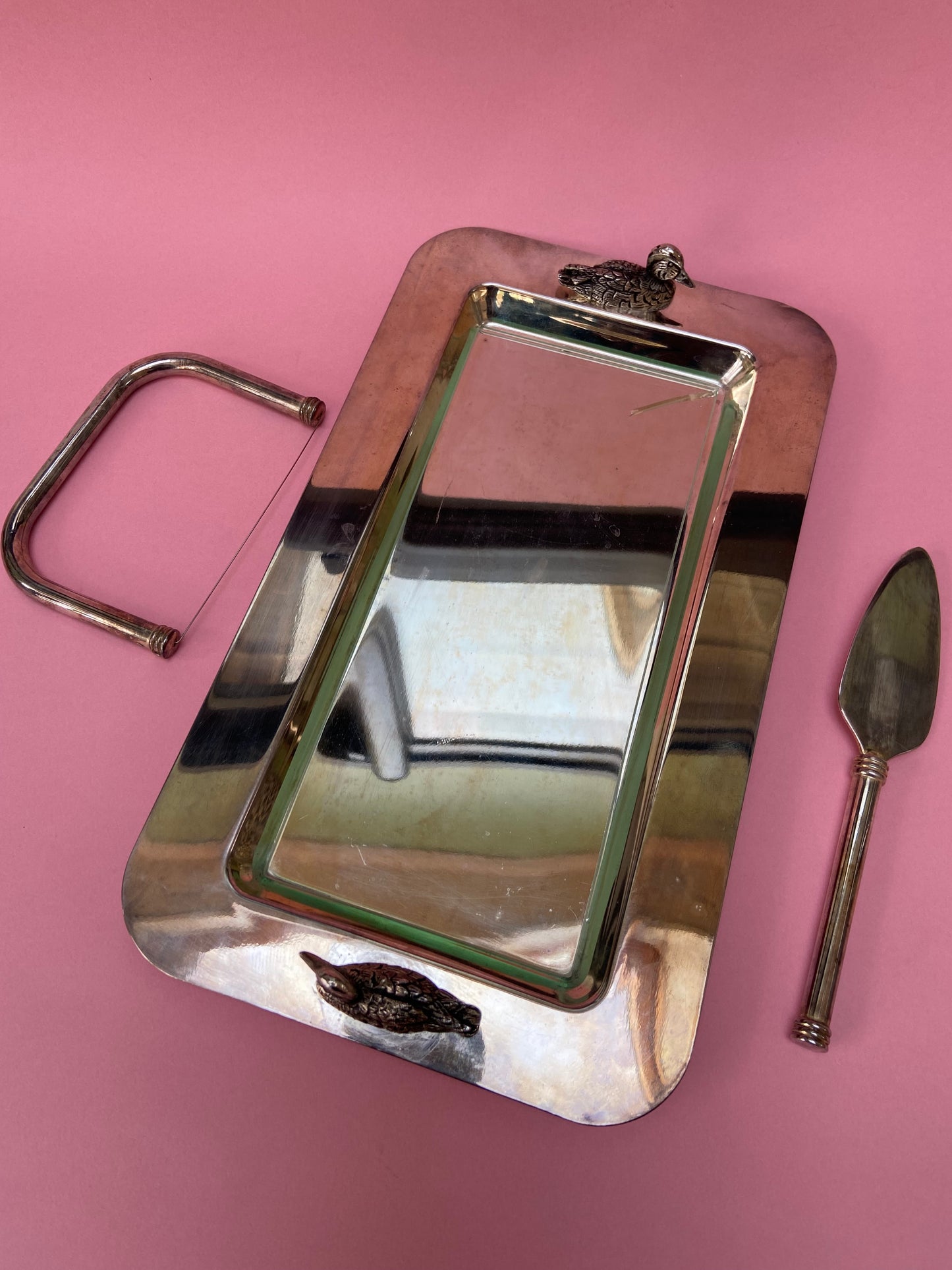 Foie gras dish with gold metal accessories