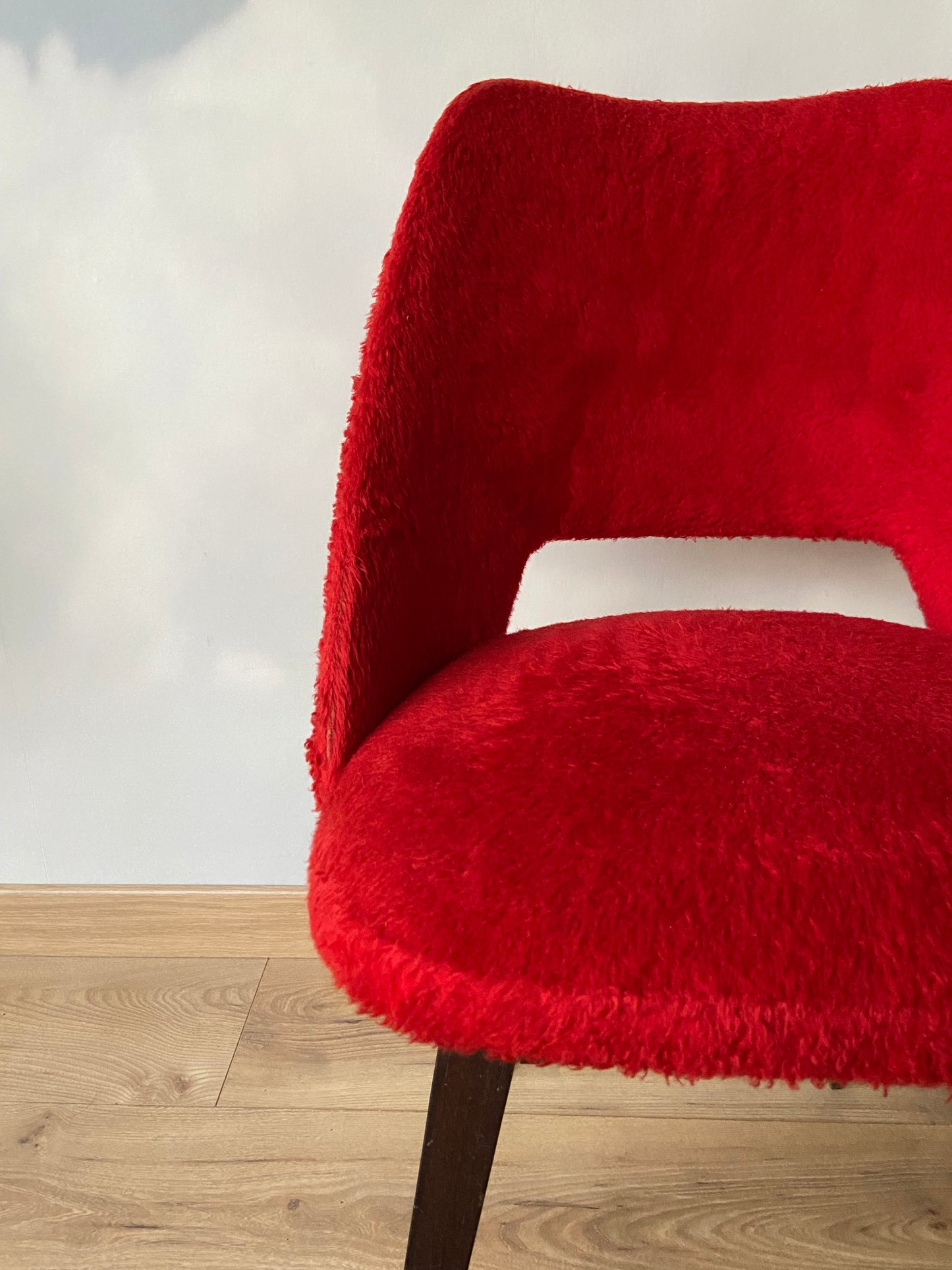 Red furry chair from the 60s