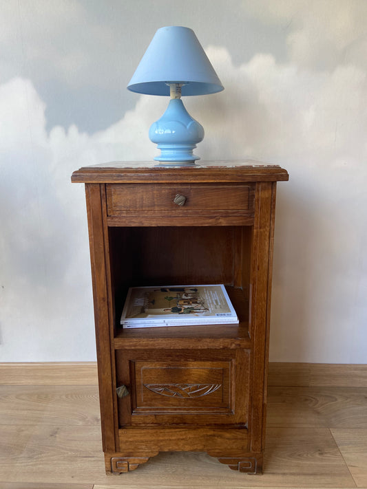 Large art deco bedside table/side table in wood and marble