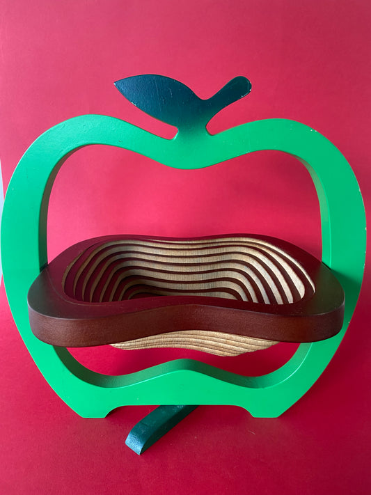 Vintage folding fruit basket in the shape of APPLE